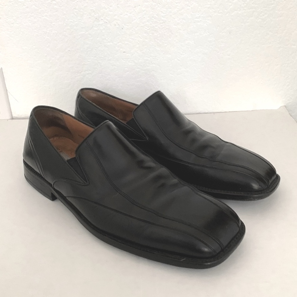MEZLAN MENS LEATHER SHOES SLIP ON SQUARE TOE BLACK SIZE 10